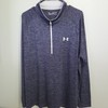 UNDER ARMOUR Men's XXL Marbled Blue 1/2 Zip Mock Neck Shirt Loose Long Slv Heat gallery