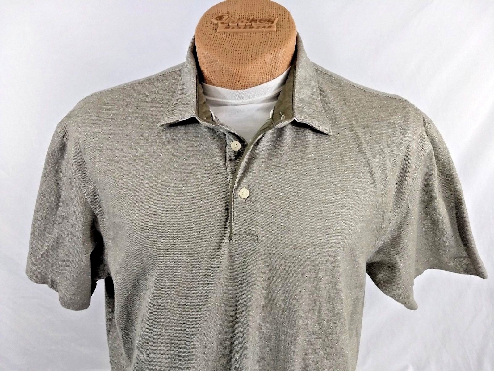 JoS A BANK RESERVE Golf POLO SHIRT SS Mens XXL Athletic Grey Taupe Polka Dot gallery