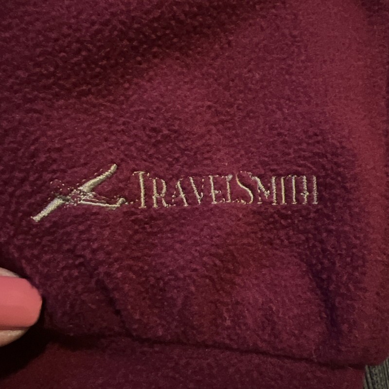 TRAVELSMITH Men's Small Maroon Long Sleeve Pullover 1/4 Zip USA Vintage gallery