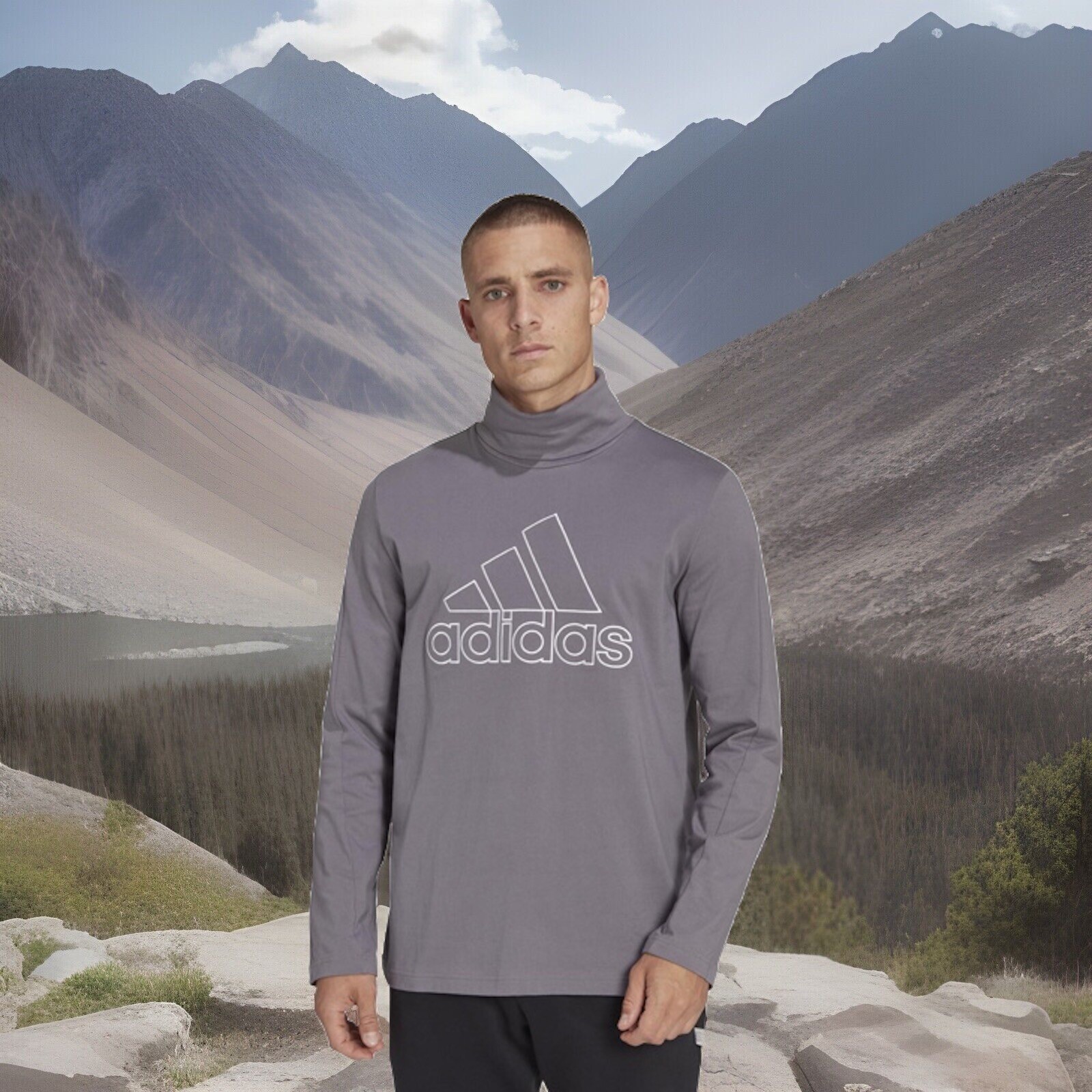 Adidas Future Icons Men Turtleneck Embroidered Badge of Sport Shirt HK2151 $50 gallery