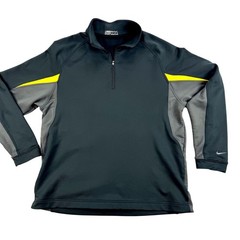 Nike Golf Therma Pullover Mens Large Black Gray 1/4 Zip Long Sleeve Thermal