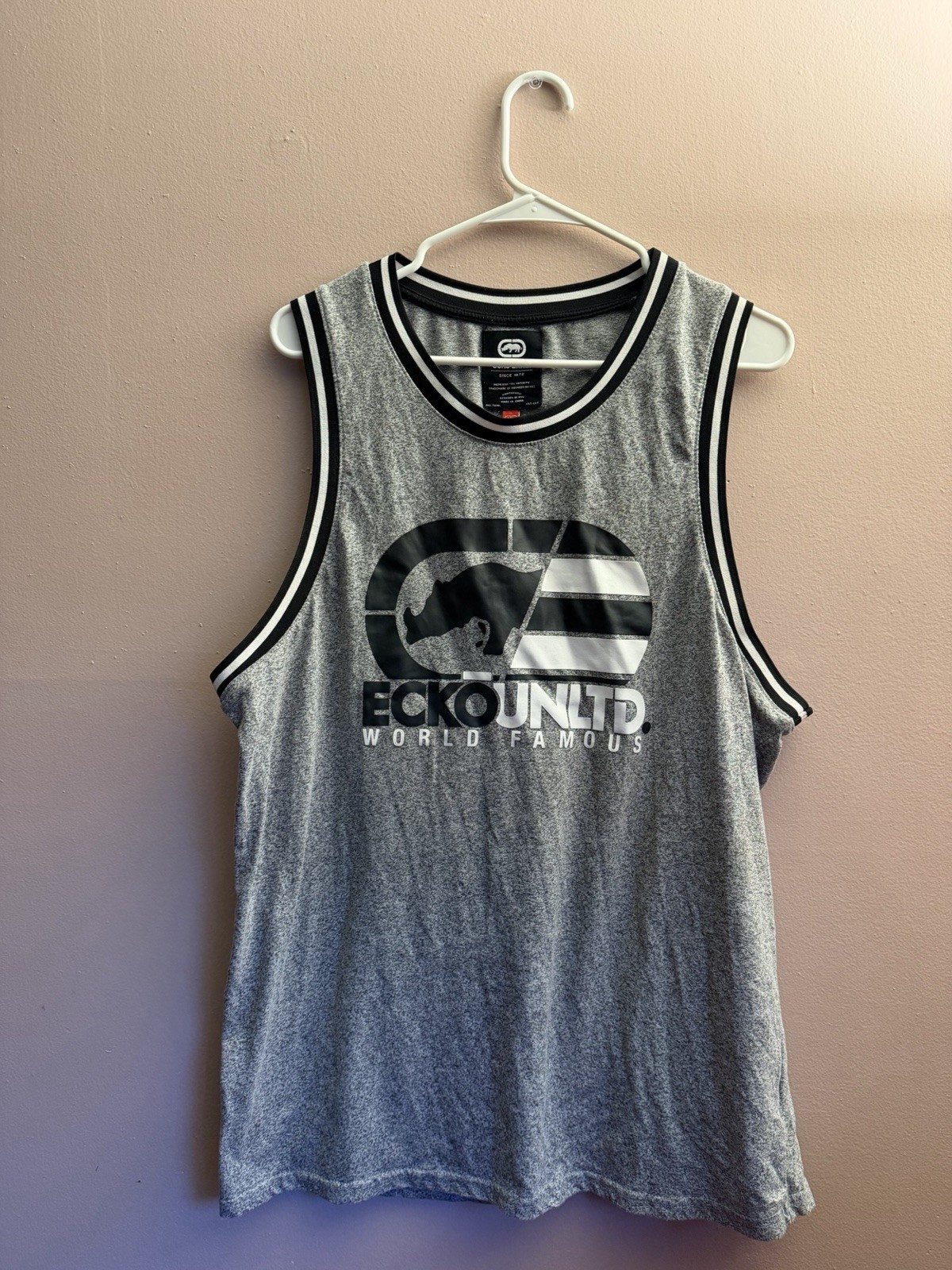 Ecko Unltd Tank Top Men's XLarge Gray Summer Y2K Graphic Sleeveless Hip Hop gallery