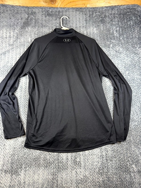 Under Armour Athletic Shirt Men XL Black Long Sleeve Loose Fit 1/4 Zip Mock Neck gallery