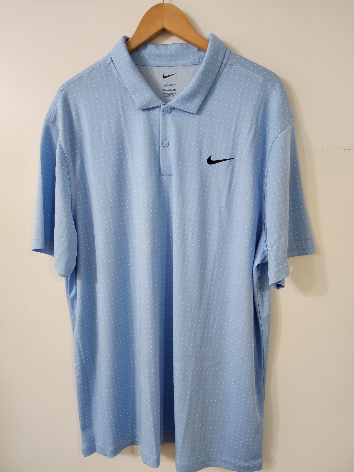 Nike Dri-FIT Polka Dots Swoosh Size 2X Men's Golf Polo All Over Print FZ5648-422 gallery