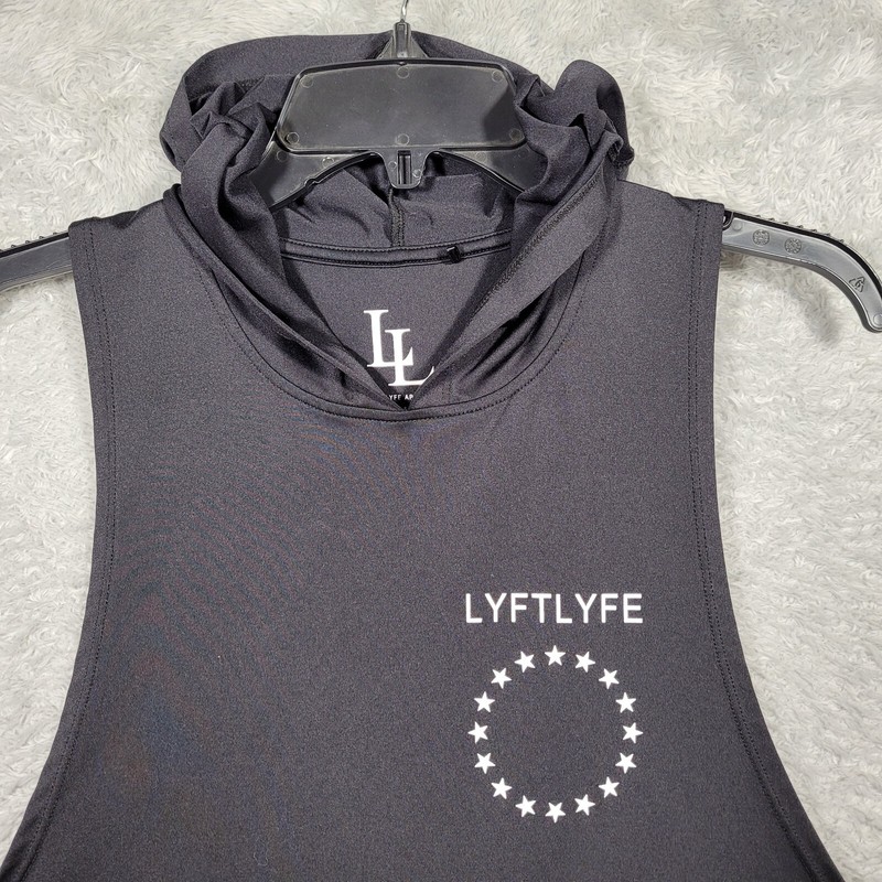 LYFTLYFE Shirt Mens Medium Black White Sleeveless Hoodie Dry Dominate gallery