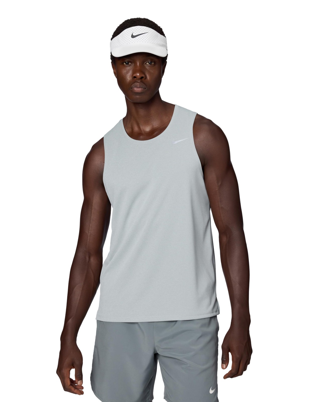 Nike Men's Miler Dri-Fit Running Tank Grey Fog Reflective Silver Medium gallery