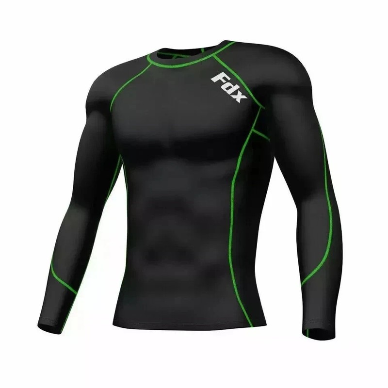 Mens Compression Base layer Shirt long Sleeve Top Long tight thermal sports wear gallery