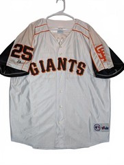 Barry Bonds Majestic Giants 25 Jersey Patch Korea Baseball White Mens 2XL