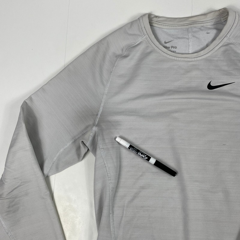 Nike Shirt Mens Small Gray Pro DriFit Compression Crew Neck Workout Gym Training gallery