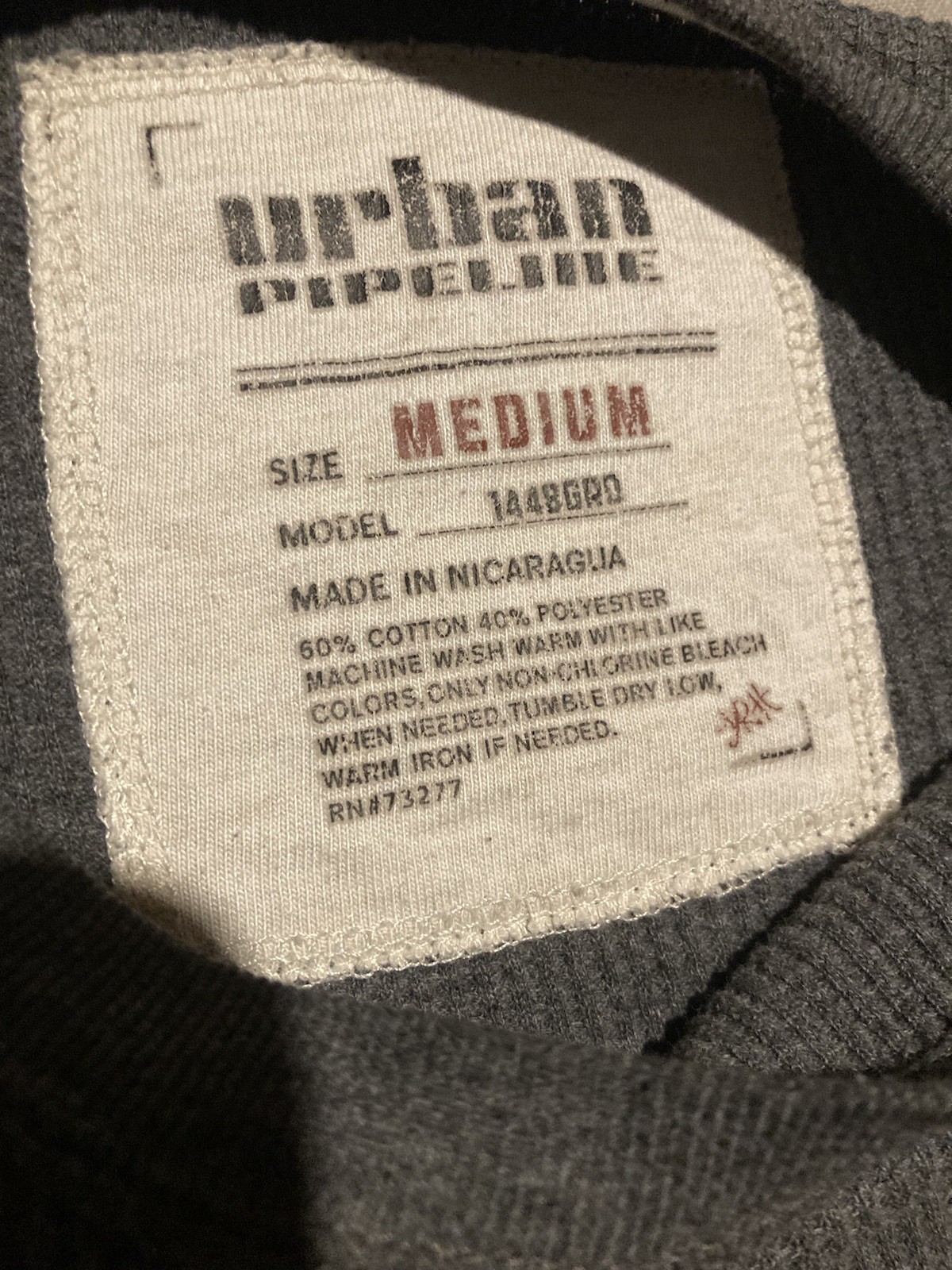 Urban Pipeline Mens Medium Shirt Long Sleeve Pullover Thermal Grey gallery