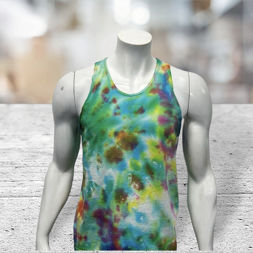 Russell Athletic Multi Color Tye Dye Rainbow Workout Tank Top Made in USA MD
