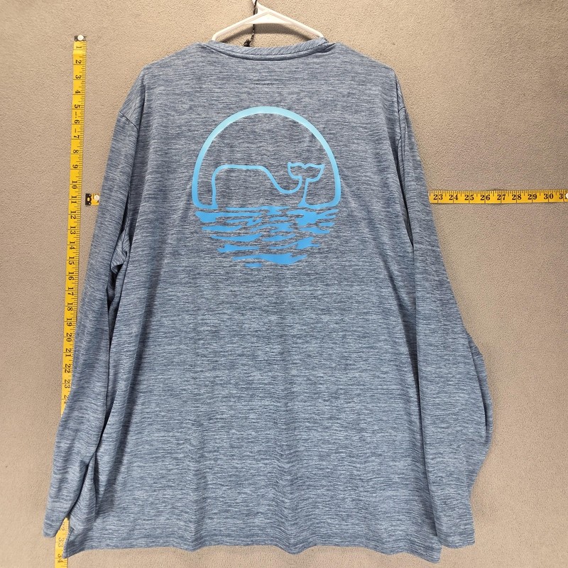 Vineyard Vines Shirt Mens XL Blue Performance Long Sleeve Tagless Whale Graphic gallery