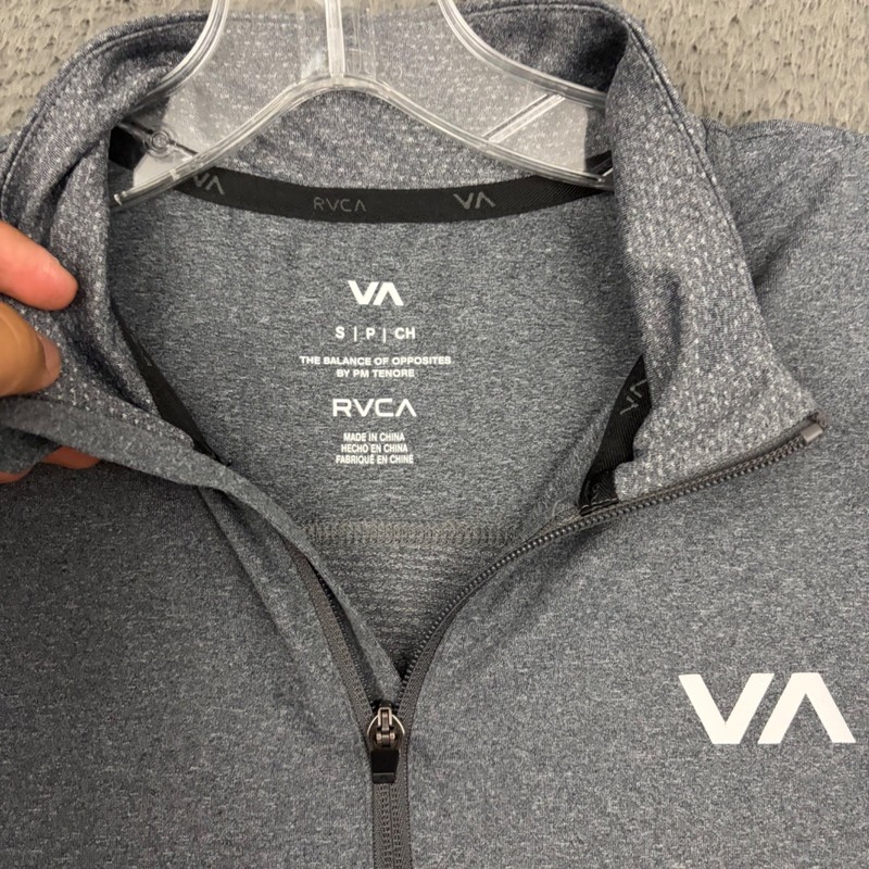 RVCA Pullover Mens Small Gray 1/4 Zip Long Sleeve Zipper Pocket Activewear Gym gallery