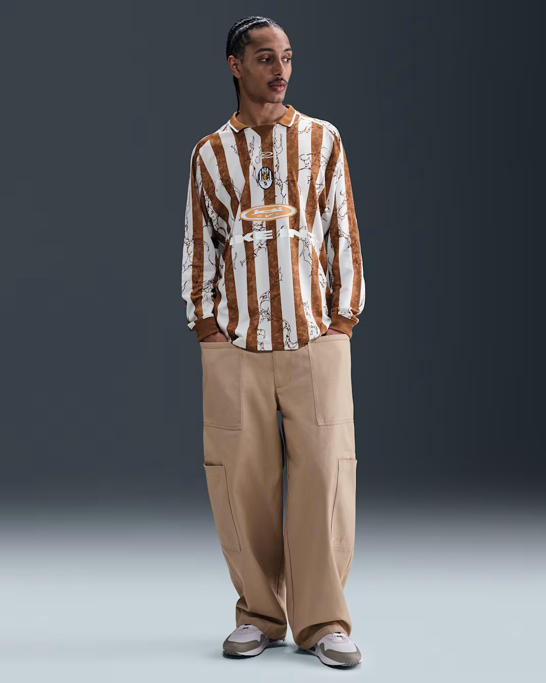 Nike INC Air LS Victory Soccer Jersey Light Brown Striped Mens Sizes IB9007-281 gallery