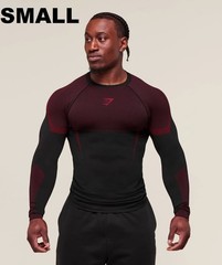 Gymshark Onyx 5.0 Seamless Long Sleeve T-Shirt Black/Carmine Red – Small (S) 2