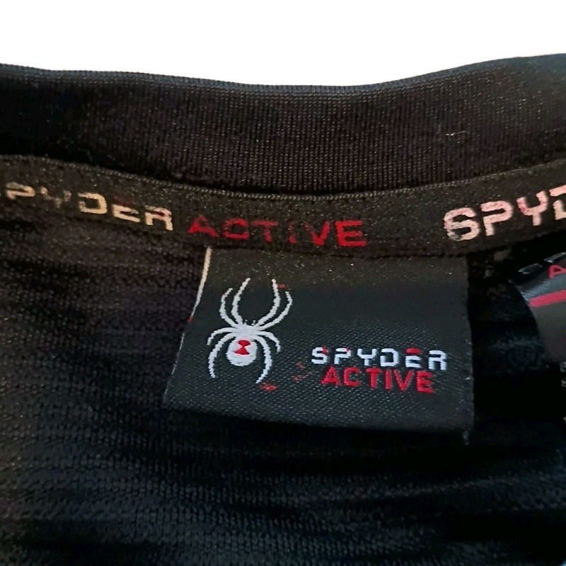 Spyder Active Pro Web Workout Preformance Large Gray Black Long Sleeve Shirt gallery