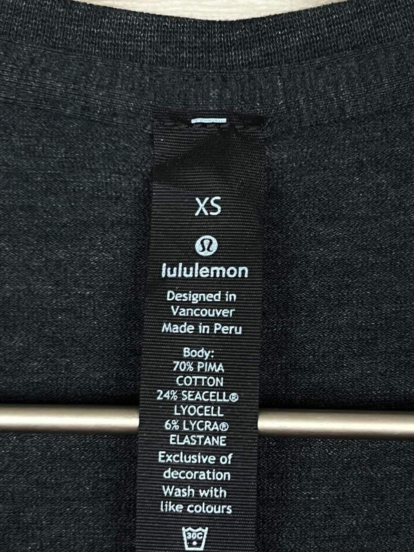 Lululemon 5 Year Basic V Neck Tee VITASEA Size XS Heathered Black HBLK 83184 gallery