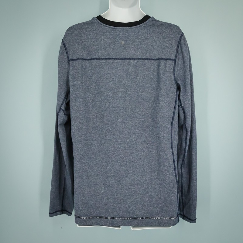 Lululemon Size Large L Blue Heather Evolution Crew Neck Long Sleeve Active Shirt gallery