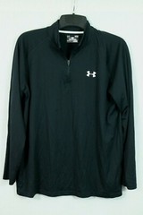 Under Armour L Heat Gear Zip Neck Loose Fit Pullover Jacket Solid Black Stretch