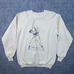 Vintage Skip Hawkins #1 Baseball Graphic Crewneck Sweatshirt White Men’s M 90s