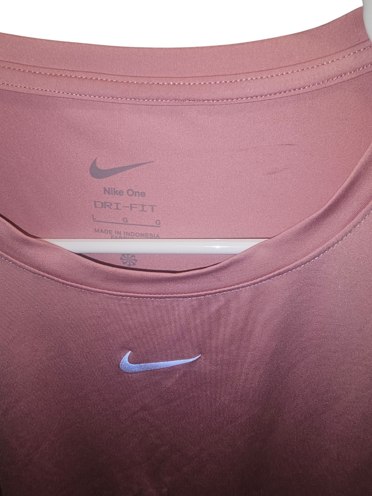 Nike One Dri-FIT Men's Pink Crew Neck Short Sleeve T-Shirt L Polyester gallery