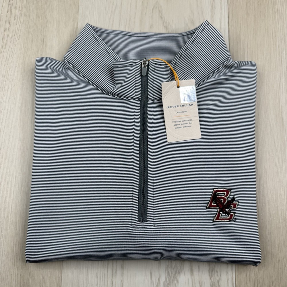 Peter Millar Crown Sport Performance 1/4 Zip Pullover Men’s L BOSTON COLLEGE NEW