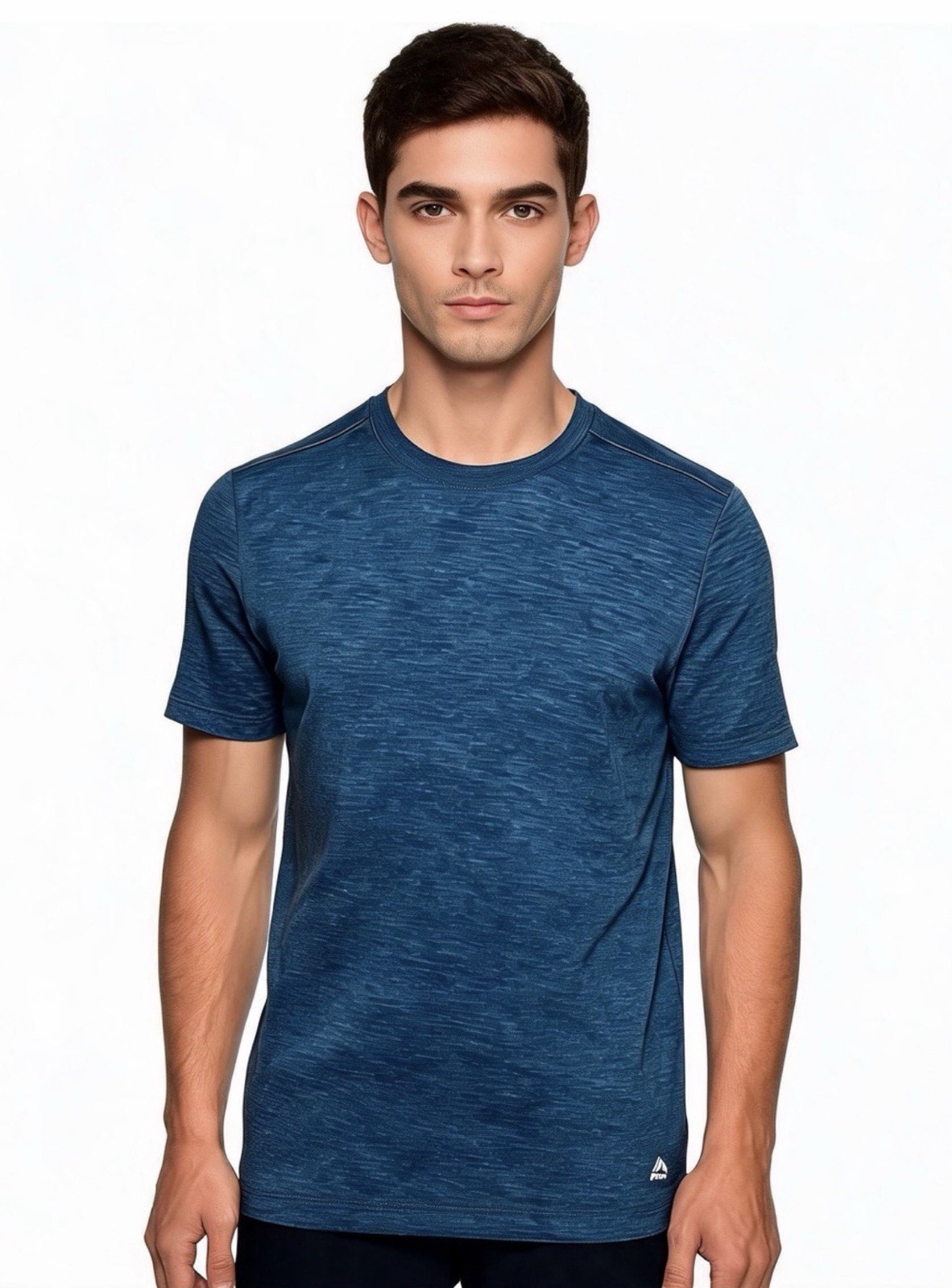 RBX X-Train Men's S Blue Heather Crew Neck Short Sleeve Polyester Gym T-Shirt gallery