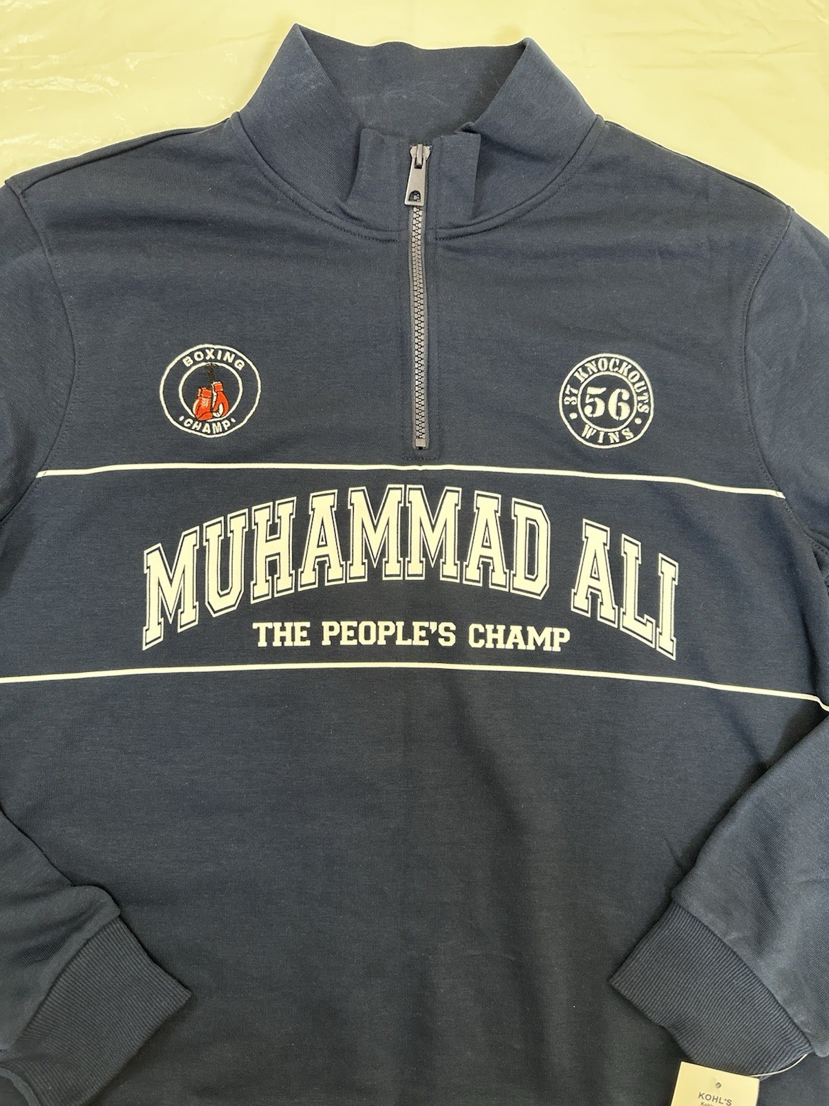 Muhammad Ali Boxing Quarter Zip Pullover Men’s S Navy Lightweight Graphic NWT gallery