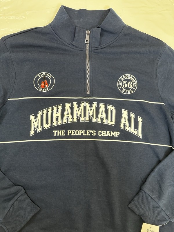 Muhammad Ali Boxing Quarter Zip Pullover Men’s S Navy Lightweight Graphic NWT gallery