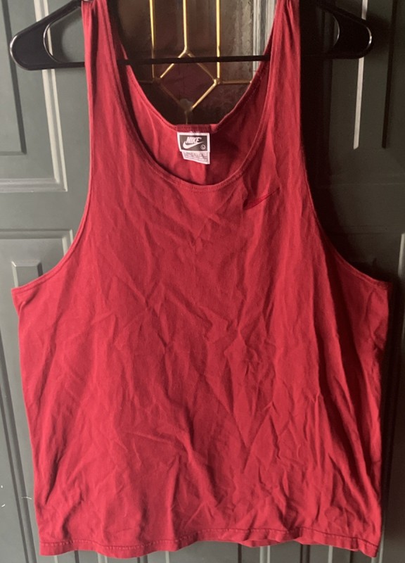 Vintage 90’s Nike Men's Sleeveless Scoop Neck Muscle Tank Top Red Cotton Size L gallery