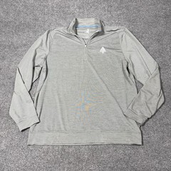 Johnnie-O Pullover Mens Large Gray Striped Quarter Zip Long Sleeve Shirt Top