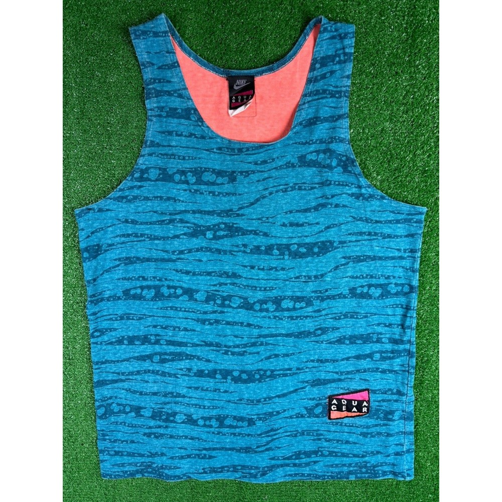 Vintage 80s 90s Nike Aqua Gear Blue XS Medium Athletic Tank Top Shirt USA