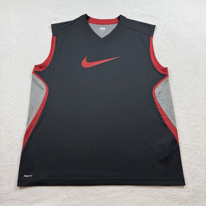 Nike Y2K fit Dry Tank Top Men's XL black/grey/red athletic performance Football gallery