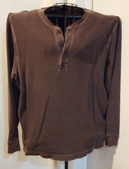 Men’s Olive Green Long Sleeve Thermal Henley Tee by Cherokee – Size Large