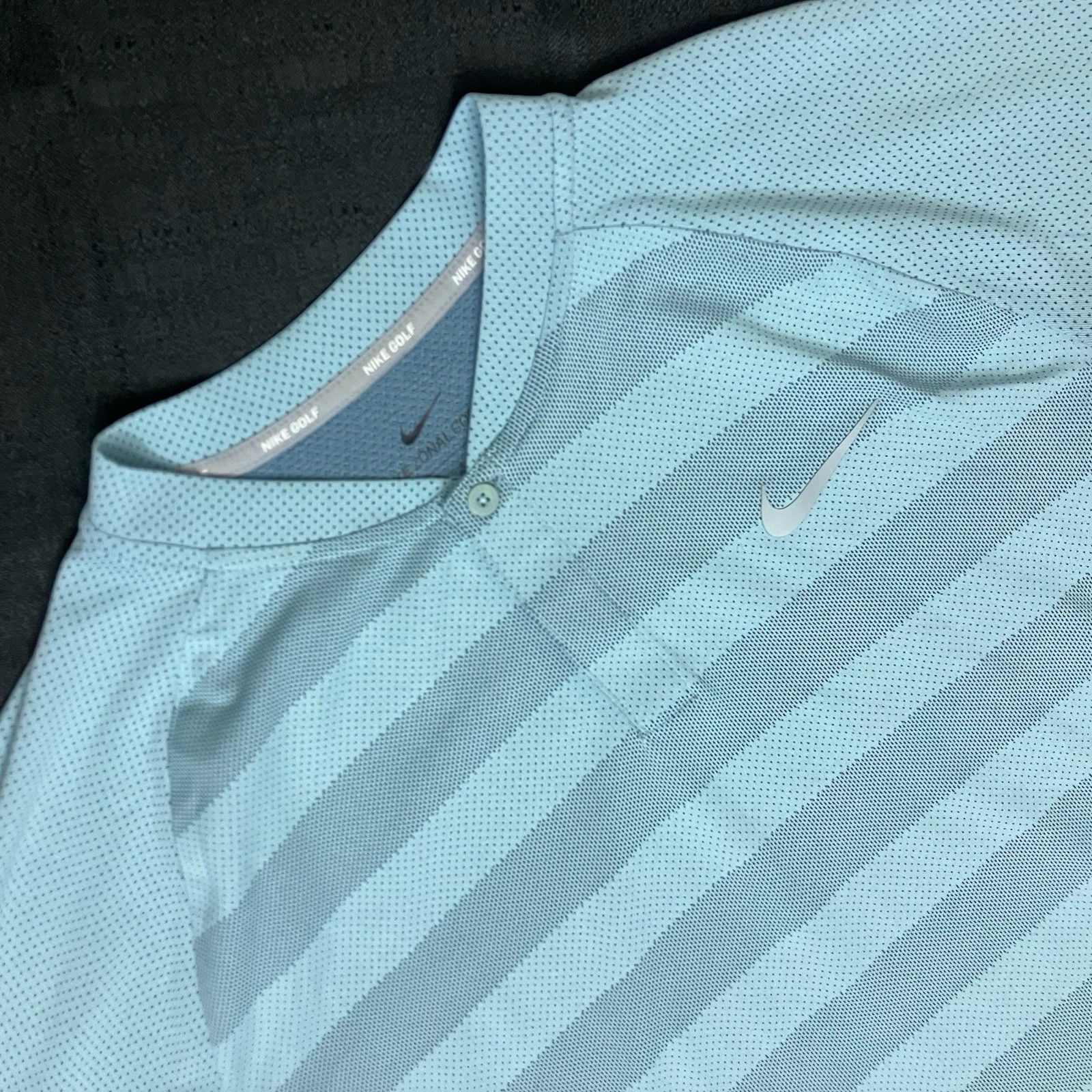 Nike Golf Zonal Cooling Stripe Blade Polo 9333318 452 Light Aqua Blue Sz L gallery