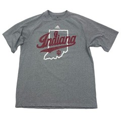 Adidas Climalite INDIANA S/S Shirt Sz Small Hoosiers IU State Script Logo Grey