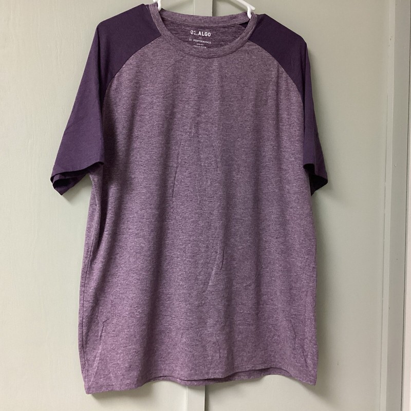 01.ALGO Performance T-Shirt Mens Size Large Activewear Crew Neck Plum UV SPF 40 gallery