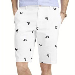 IZOD Flat-Front Schiffli Shorts Bright White Fishy MSRP $64.00 Size 30W New
