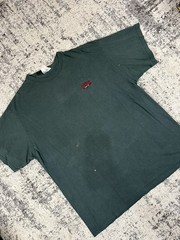 Nike Mens Large Green T Shirt Red Swoosh Faded Vintage Style Short Sleeve Cotton