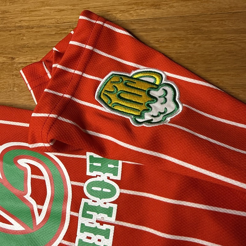 Spencers Workshop Baseball Jersey Red Holiday Drinking Team Christmas Mens Med gallery