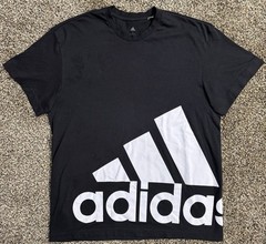 Adidas Giant Oversized Logo Cotton T-Shirt Large Black Running Gym Top Tee Shirt