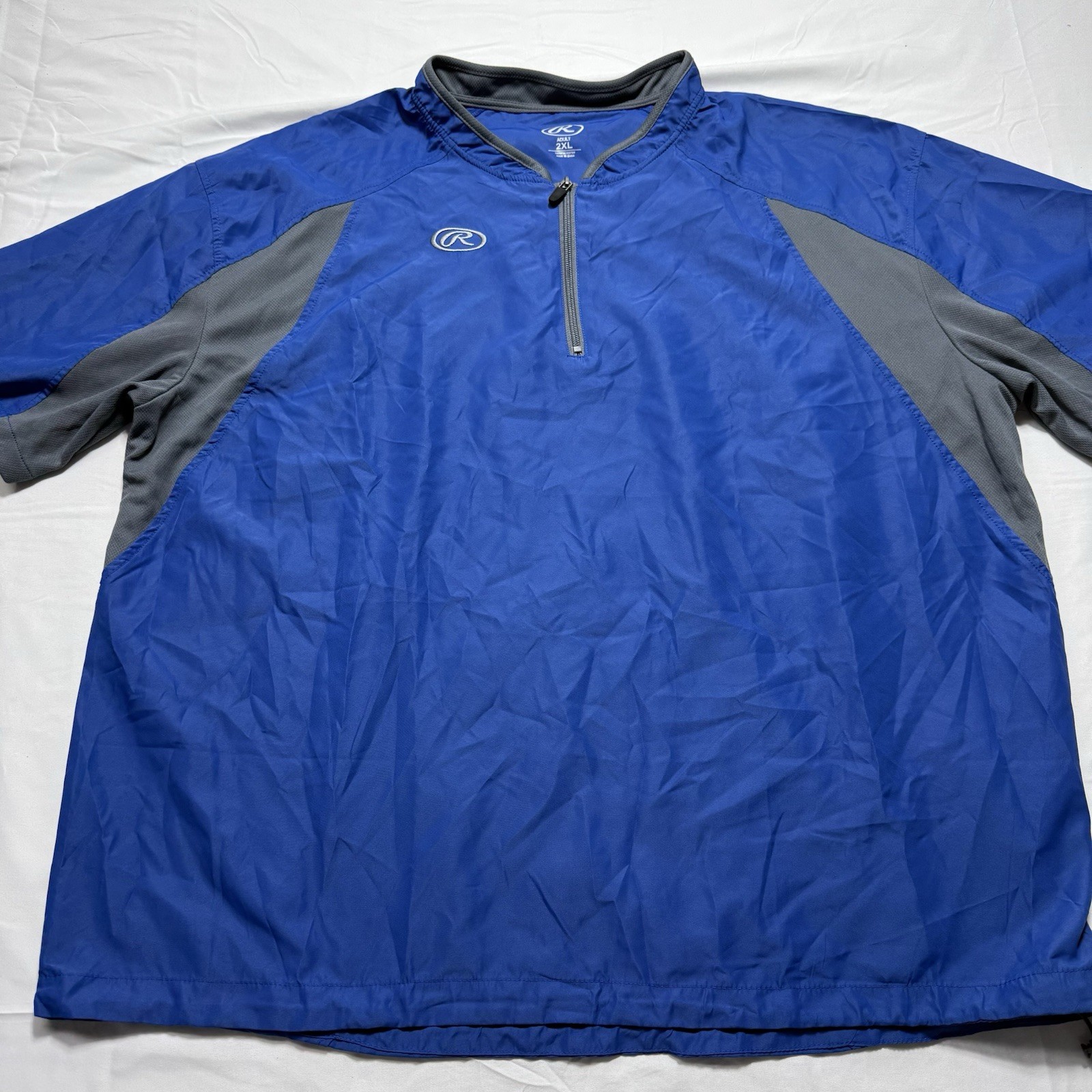 Rawlings Baseball Trainer Men’s 2XL Blue Short Sleeve 1/4 Zip Shirt gallery