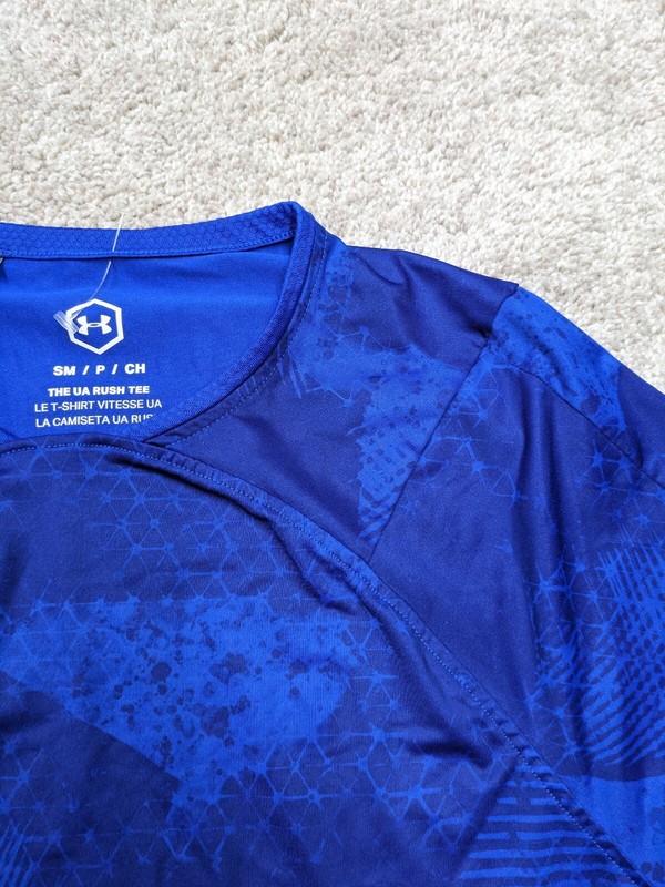 Under Armour Celliant Rush Tee Fitted Shirt Mens Small Blue Crew Spandex Stretch gallery