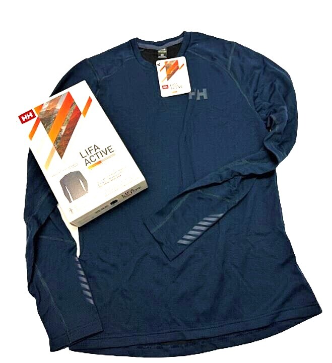 Helly Hansen Lifa Active Crew Top NIB Size S,M,L,XL Navy Blue Mens Base
