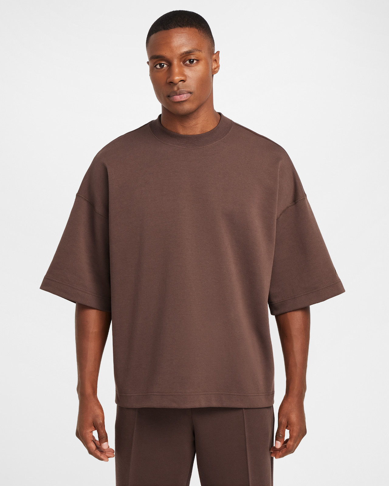 Nike Tech Oversized Short Sleeve Fleece T-Shirt Brown FZ7581-237 Mens Size Large gallery