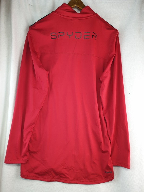 Spyder Active Men Long Sleeve 1/2 Zip Shirt Size M/Red/Black Accent & Logo gallery