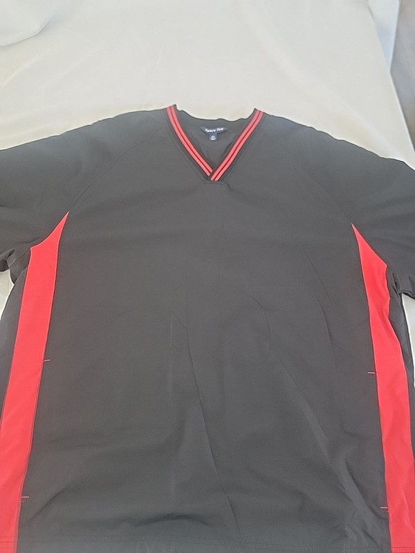 Sport Tek 2XL V-neck Black/ RED Pullover Activewear Side Zip Drawstring GOLF gallery