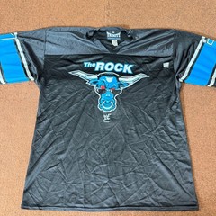 Vtg Trinity WWE The Rock Brahma Bull Jersey XL Black Mesh WWF Wrestling Shirt