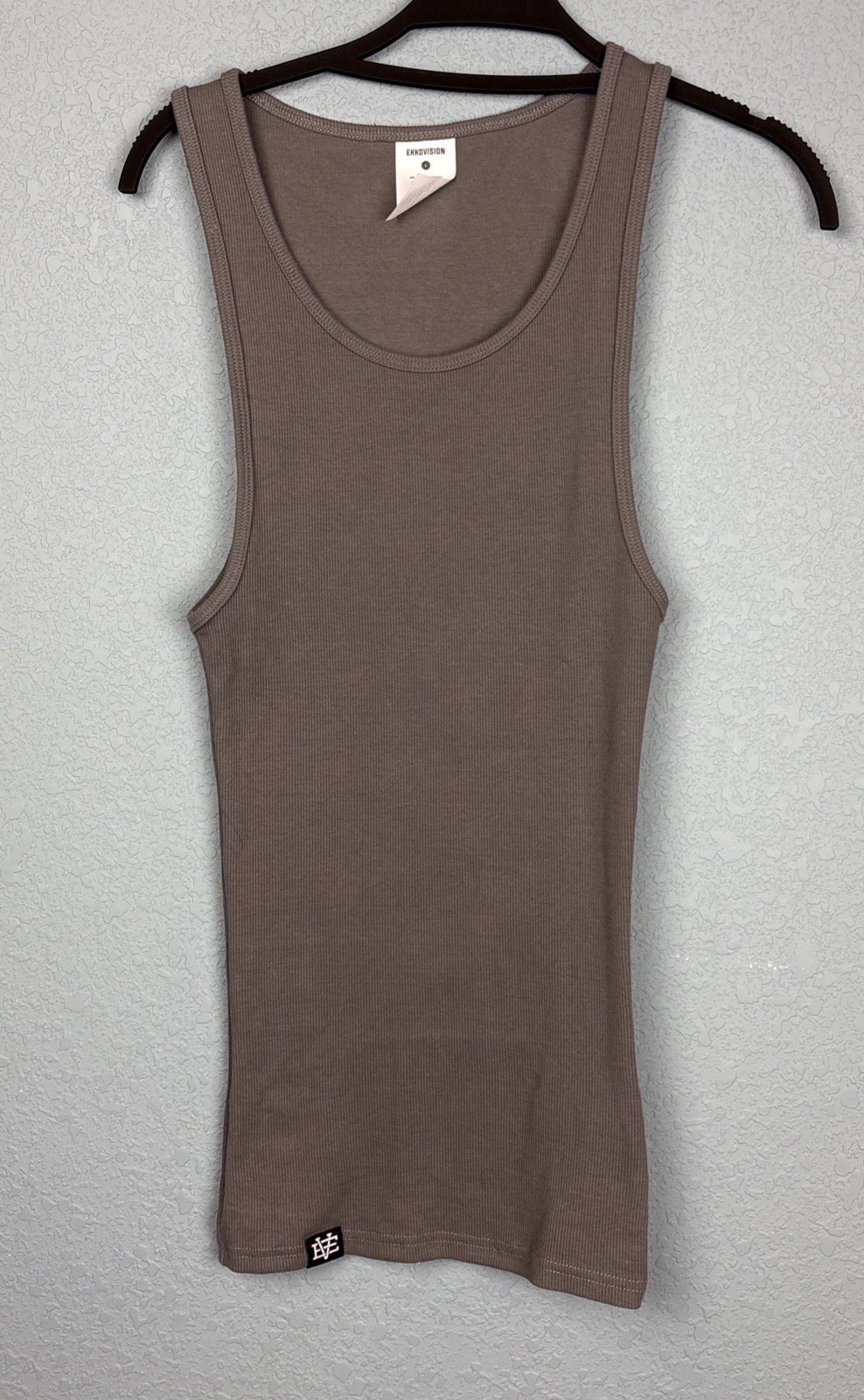 Ekkovision Men's Solid Ribbed Comfort Core Beater Tank Top Large Gym Gray gallery