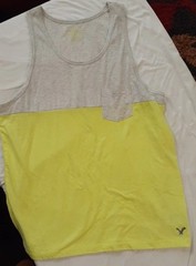 American Eagle Men’s Tank Top M Gray/ Fluorescent Yellow Stretch Activewear Soft